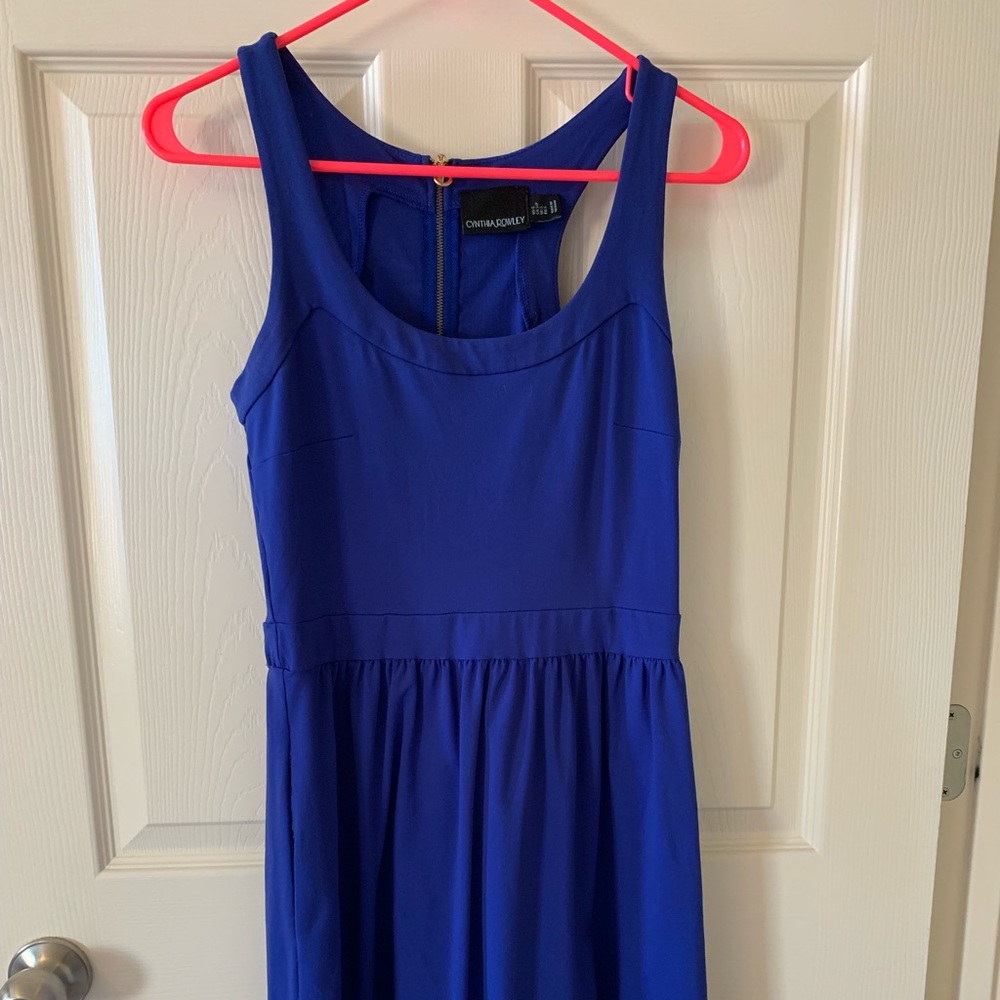 Royal blue fit and flare dress